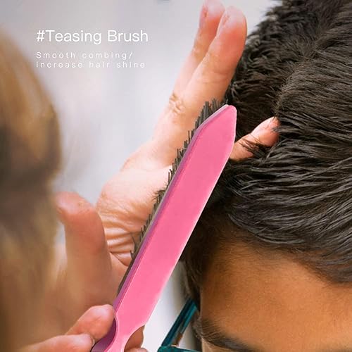 Miniatura 5 de Juego de cepillos para desenredar el cabello, cepillo de cerdas de nailon con cojín de 9 filas, cepillo de doble fila, cepillo de burlas, peine de