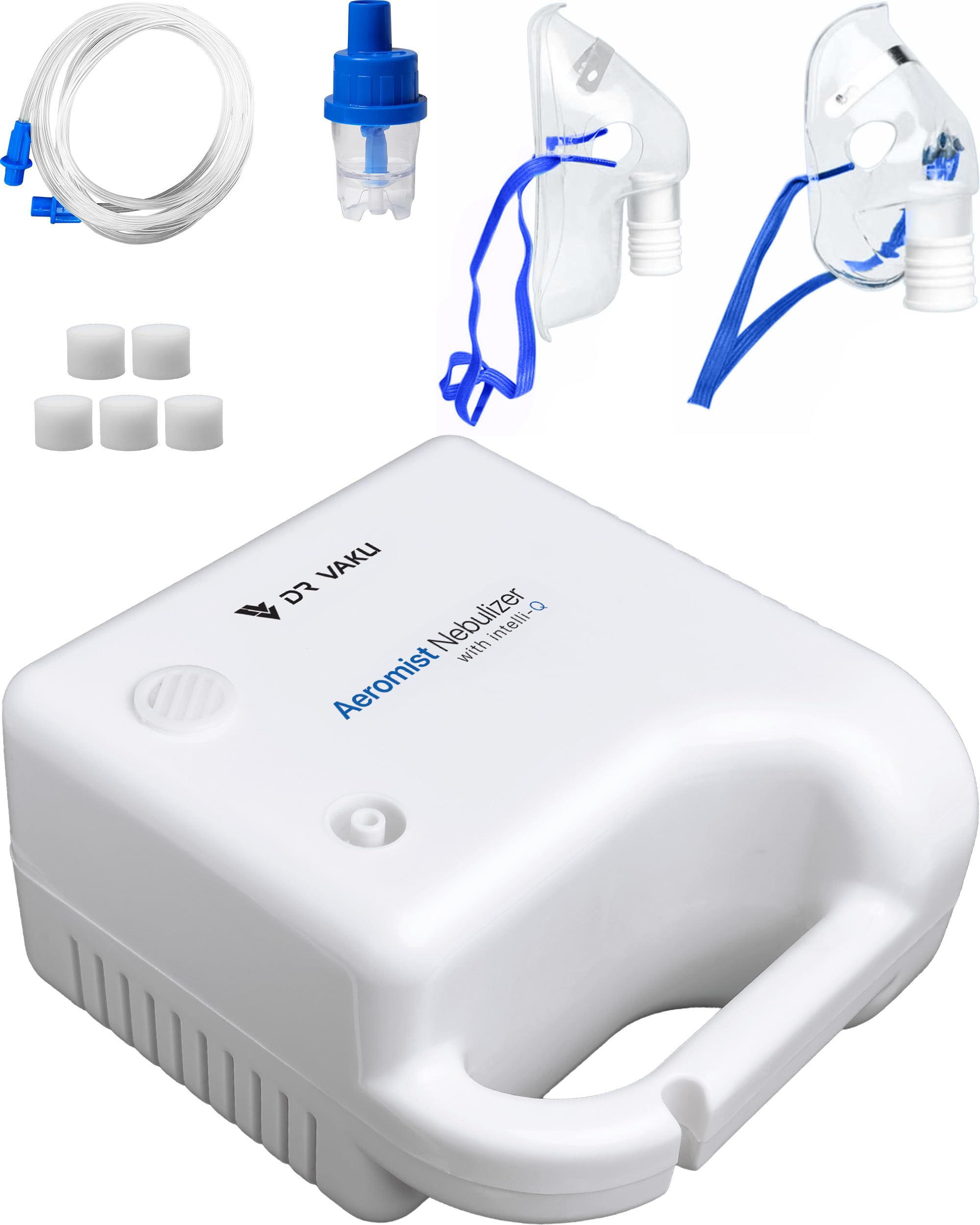 DR VAKU® Aeromist Nebulizer with intelli- Q Portable Low Noise Compressor Machine for Breathing Issue, Cold, Cough, Cystic Fibrosis & Other Respiratory Discomforts for Adults and Children with Mouthpiece Adults & Child Masks Steam Inhaler 2 Year War (B0D7SLDXRN) Amazon Price History, Amazon Price Tracker