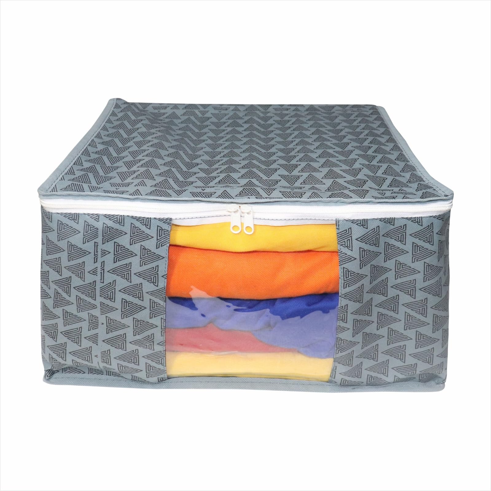 Double R Bags Clothes Storage Bag Foldable Storage Bin Closet Organizer with Reinforced Handle Sturdy Fabric Clear Window for Sweaters, Coats, T-shirts, Blankets, 50L (Pack of 1, DR Grey)-image-38