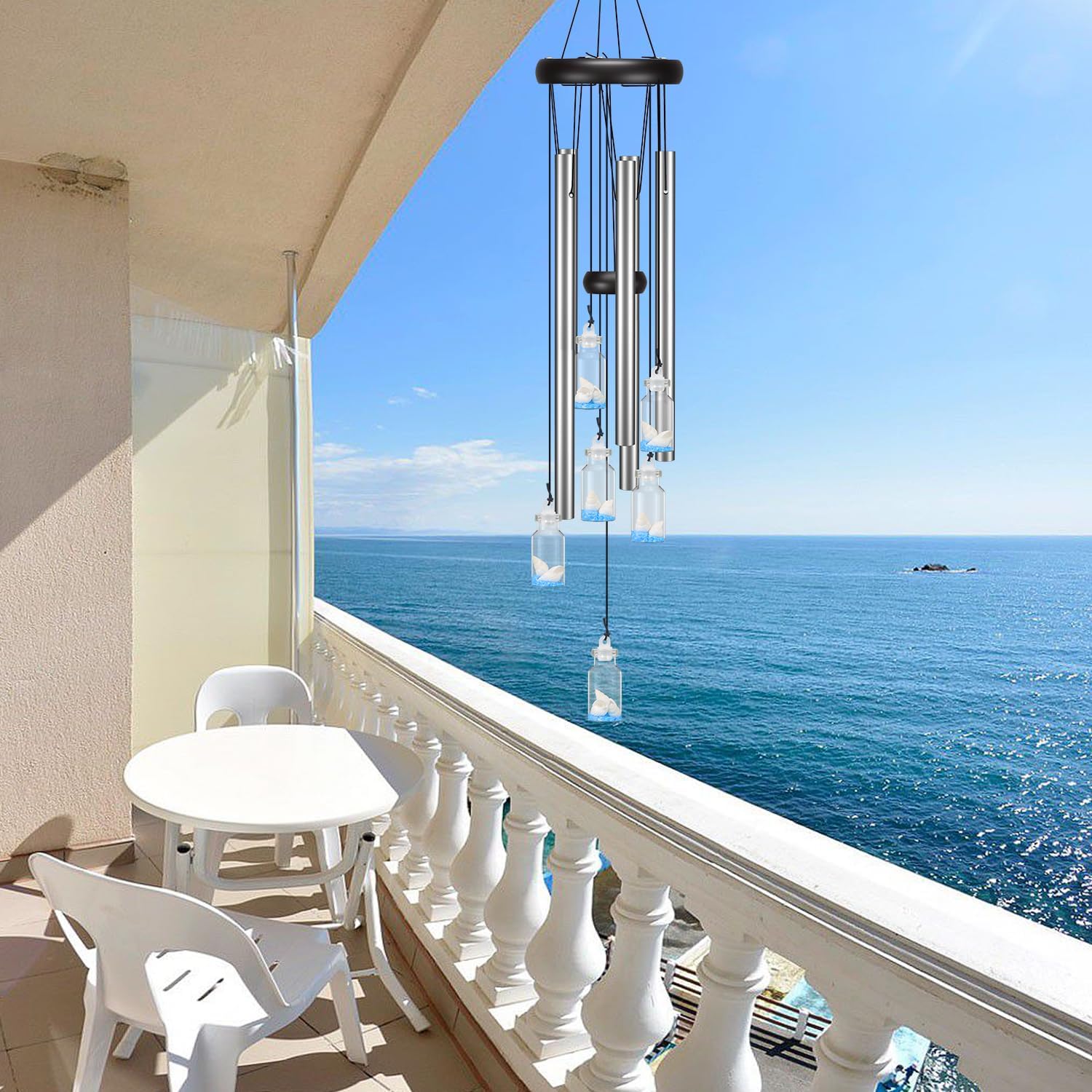 Windchimes Outdoors Clearance, Door Chime Wind Chimes for Outside Sympathy Wind Chimes for Patio Decoration, Garden Decor. Zen Garden Decor(Wishing Bottle) - Image 3