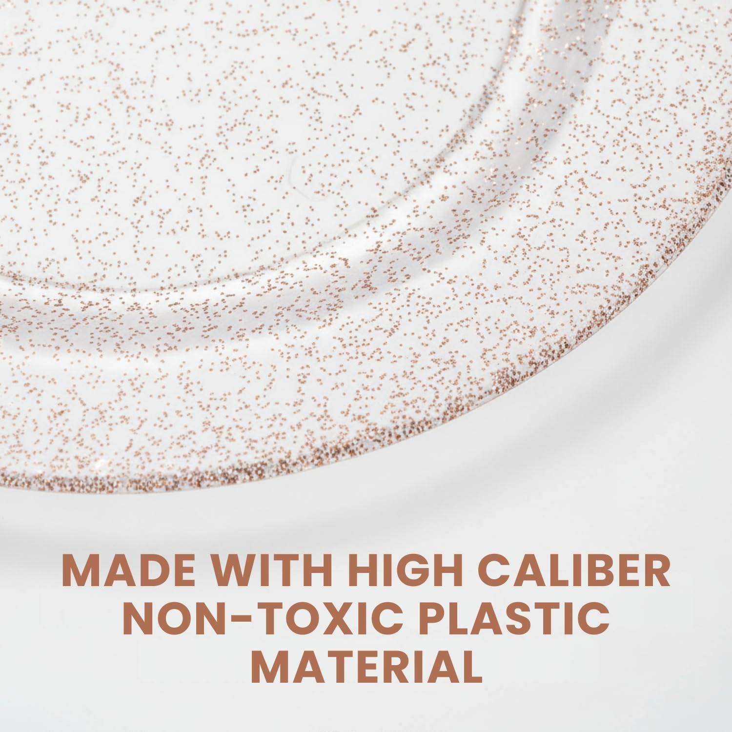 Glitter Rose Gold Premium Round Dinner Plates - 9" (Pack of 10) - Perfect for Weddings, Parties & Events - Image 3