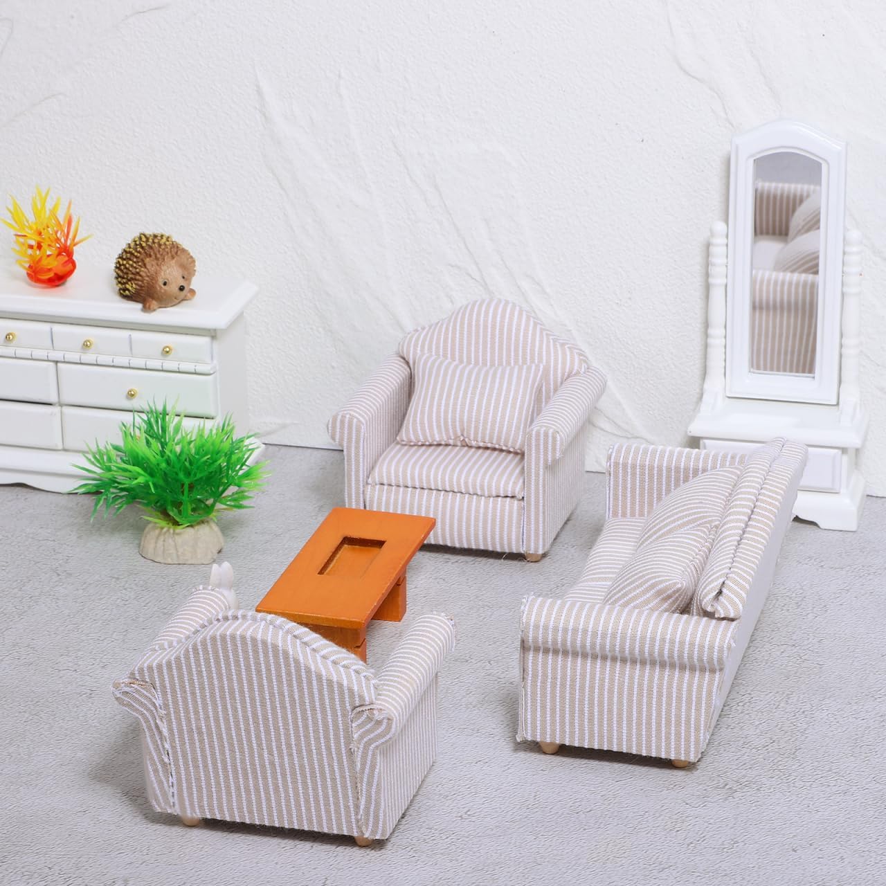 1 12 Scale Doll House Furnitures 3pcs Sofa Miniature Dollhouse Toy Parlor Bedroom Decoration Accessories