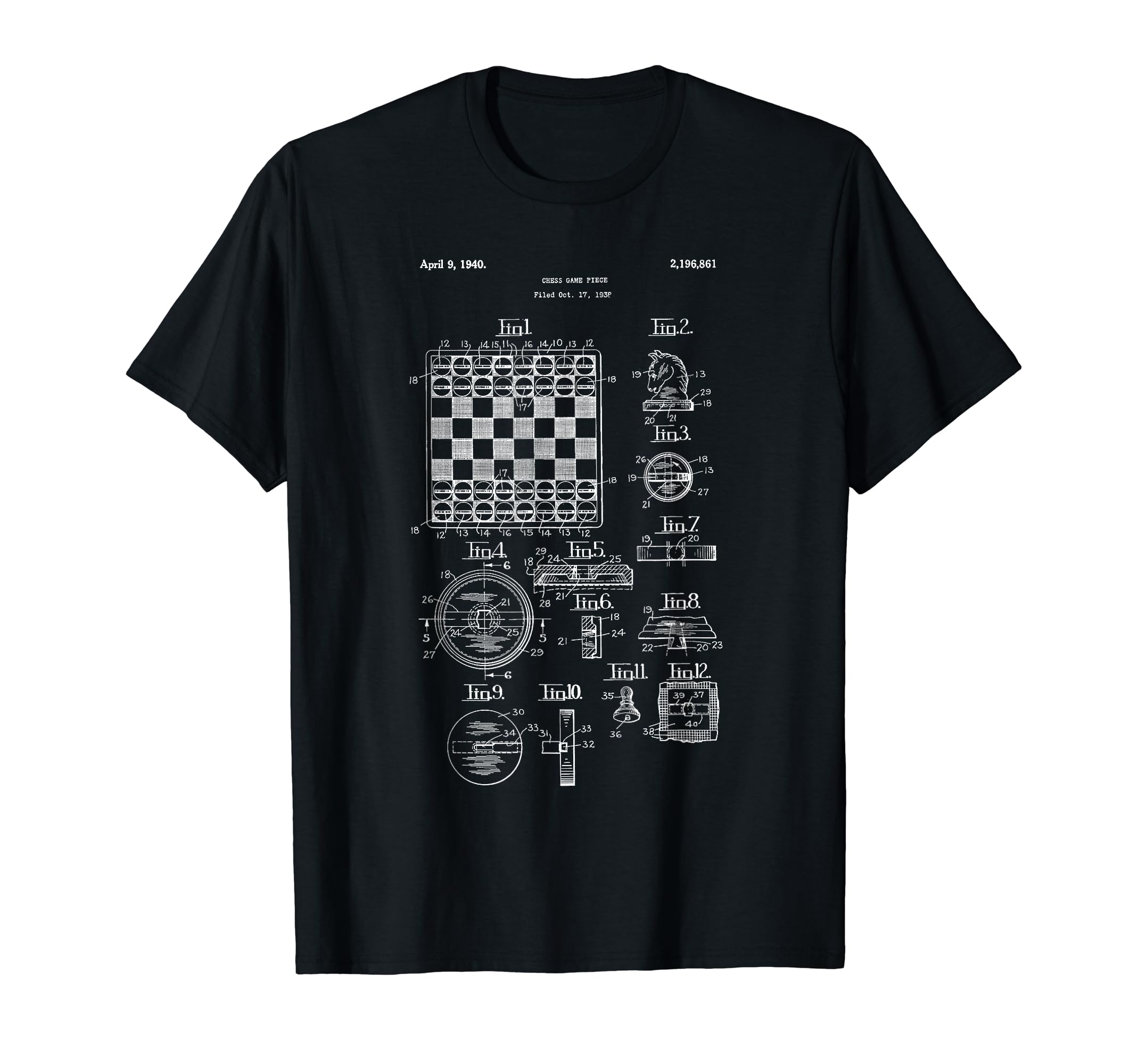 Vintage Chess Board Set Shirt - Old Game Knight Pawn Queen T-Shirt, Black