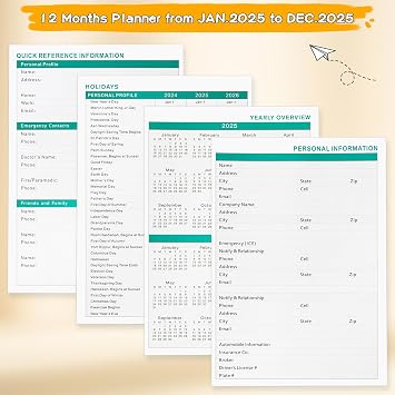VinTS 2025 Planner, 8.5x11 Large Weekly Monthly Dated Planner,Jan-Dec.2025 Hardcover Planner Agenda Organizers with stickers, bookmarks, pocket for Women Home,Green
