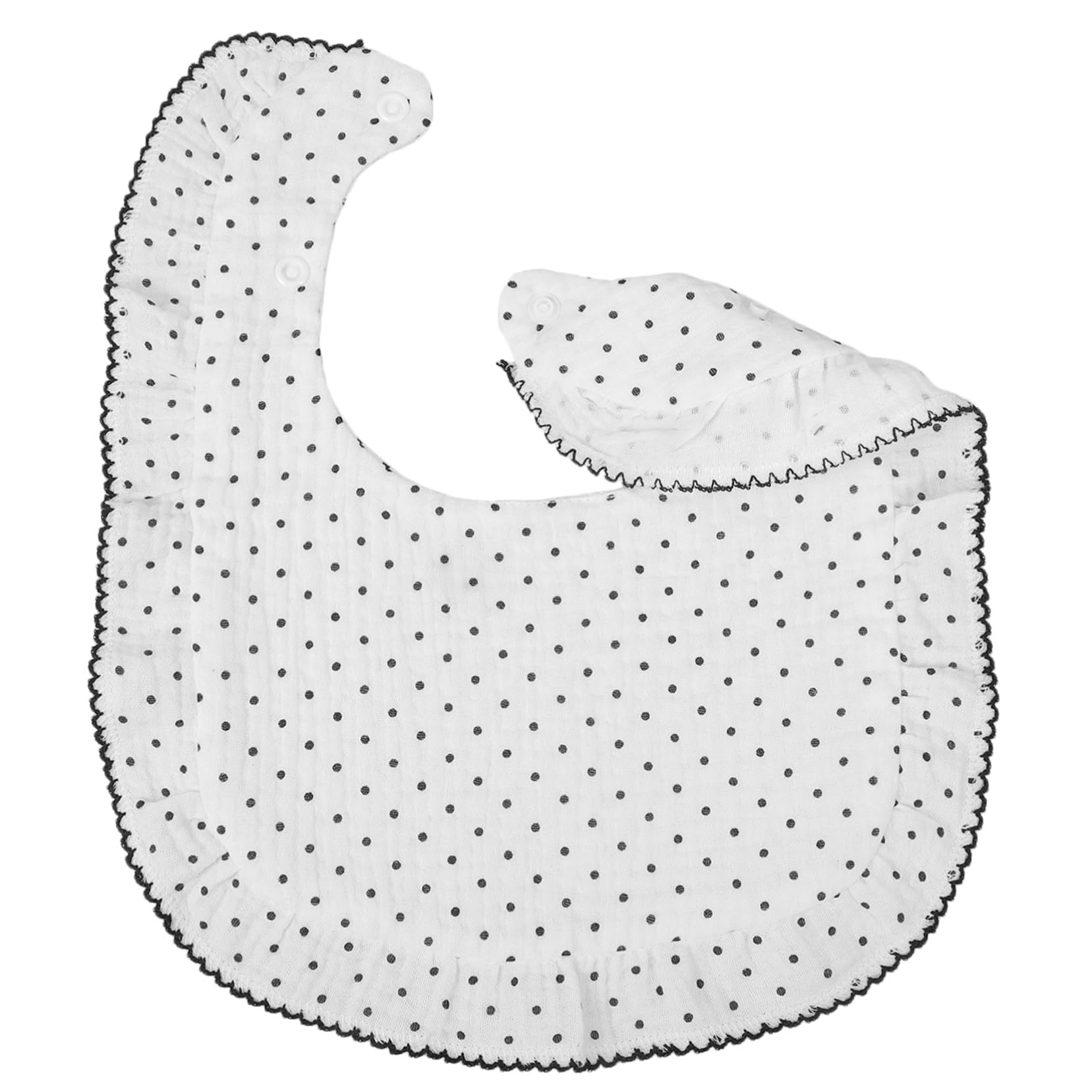 Bavoir Coton Doux pour Alimentation et Bavouille Protection avec Bouton Pression Facile Adapté et Tout- Bavoir U Mousseline Blanche à Pois
