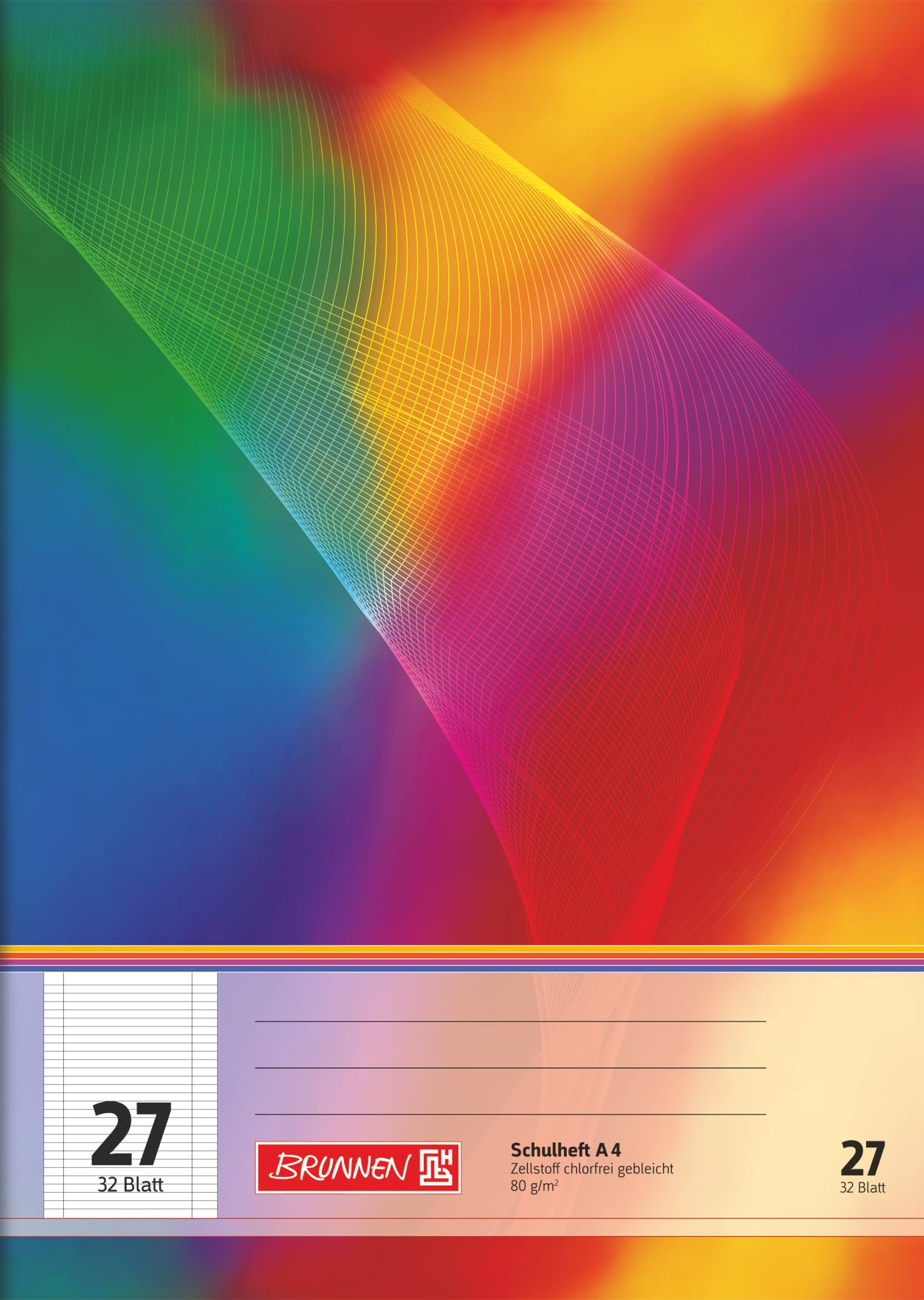 BRUNNEN Exercise Book | A4 Ruling Style 27, 32 Sheets, Multi-Coloured