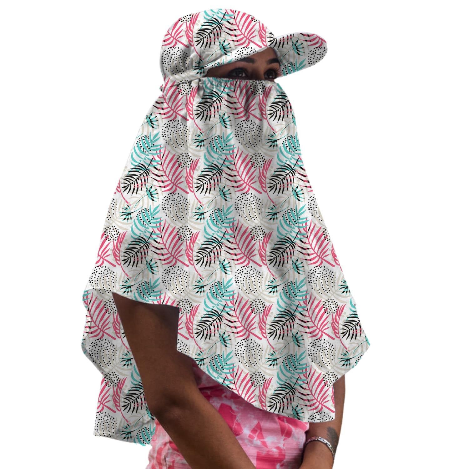 Cotton Short Scarf Cum Mask Universal Size/Usable for vehicle Driver for sunlight UV protection/White Printed Design-image-18