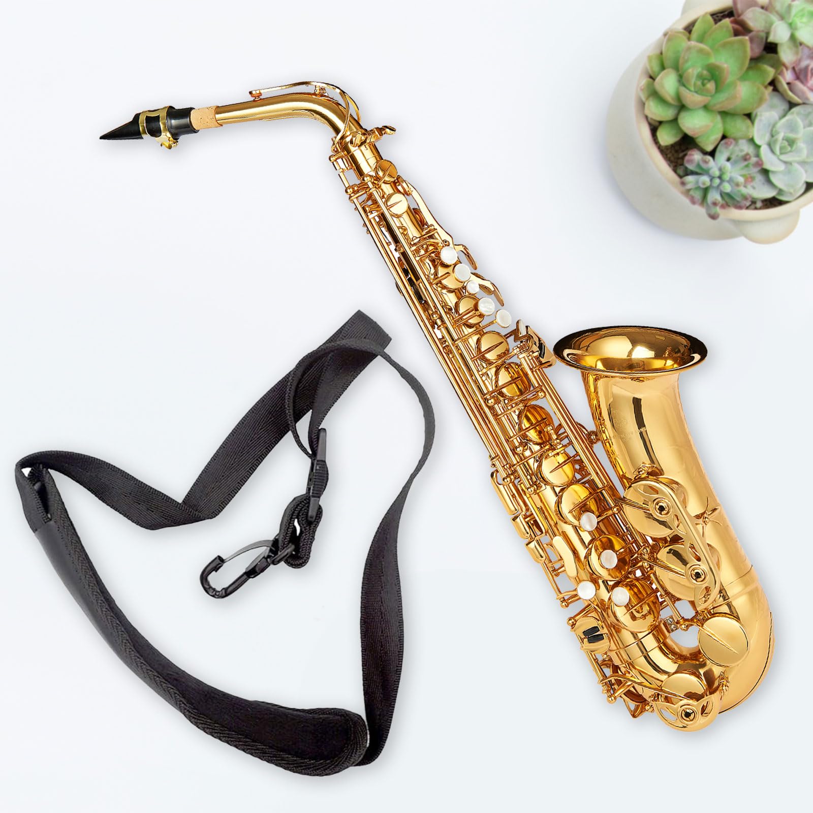 Saxophone, Sangle d'Épaule, Bandoulière pour Saxophone, Accessoire pour Saxophone Alto, Accessoire de Jeu pour Saxophones Soprano, Alto et Ténor, pour Hommes et Femmes, Adultes et Enfants