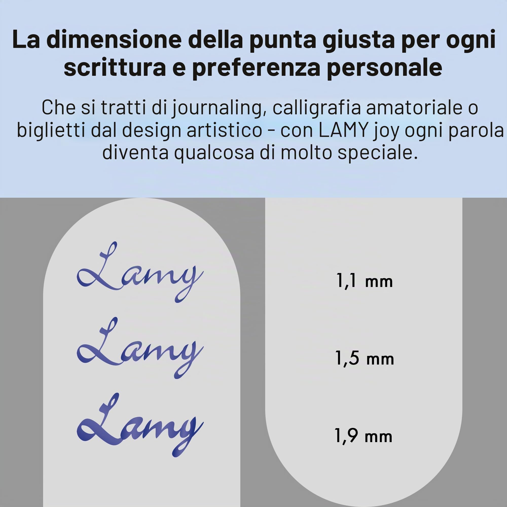 Lamy Set di penne calligrafiche joy AL black - con 3 pennini diversi (1,1/1,5/1,9 mm) - impugnatura ergonomica - 5 cartucce d'inchiostro T 10 blue
