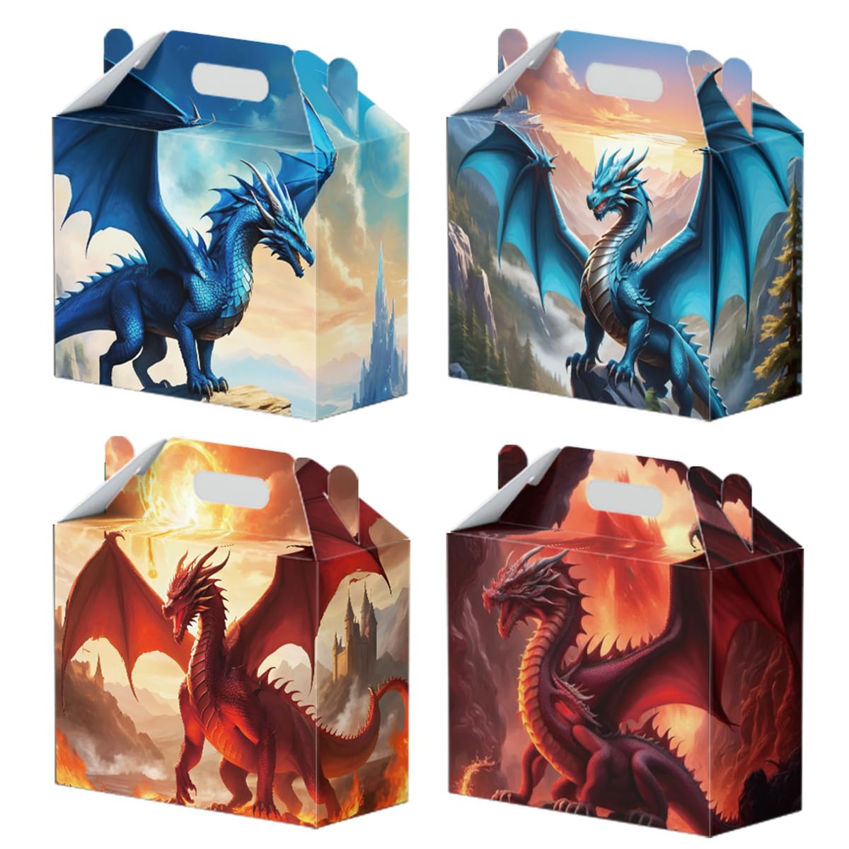 Photo 1 of 16 Pcs Dragon Party Favor Boxes - Dragon Party Gift Paper Boxes, Dragon Themed Decorations for Birthday Presents Decorations Supplies