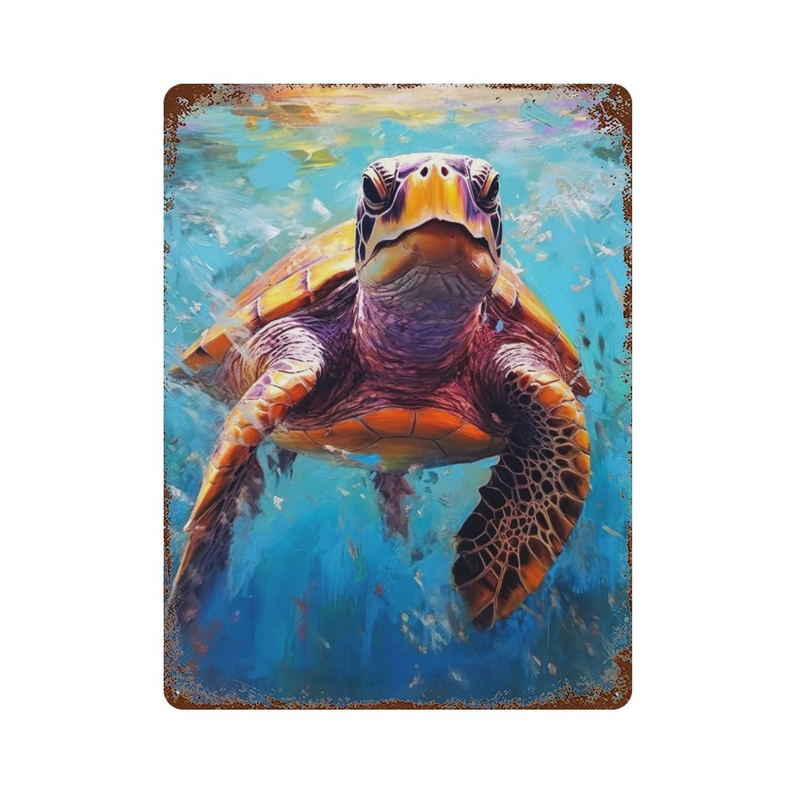 Palette Turtle Painting Decorative Tin Sign 15.7"x11.8", for Bistro, Counter And Cafe Decor, Retro Wall Decor