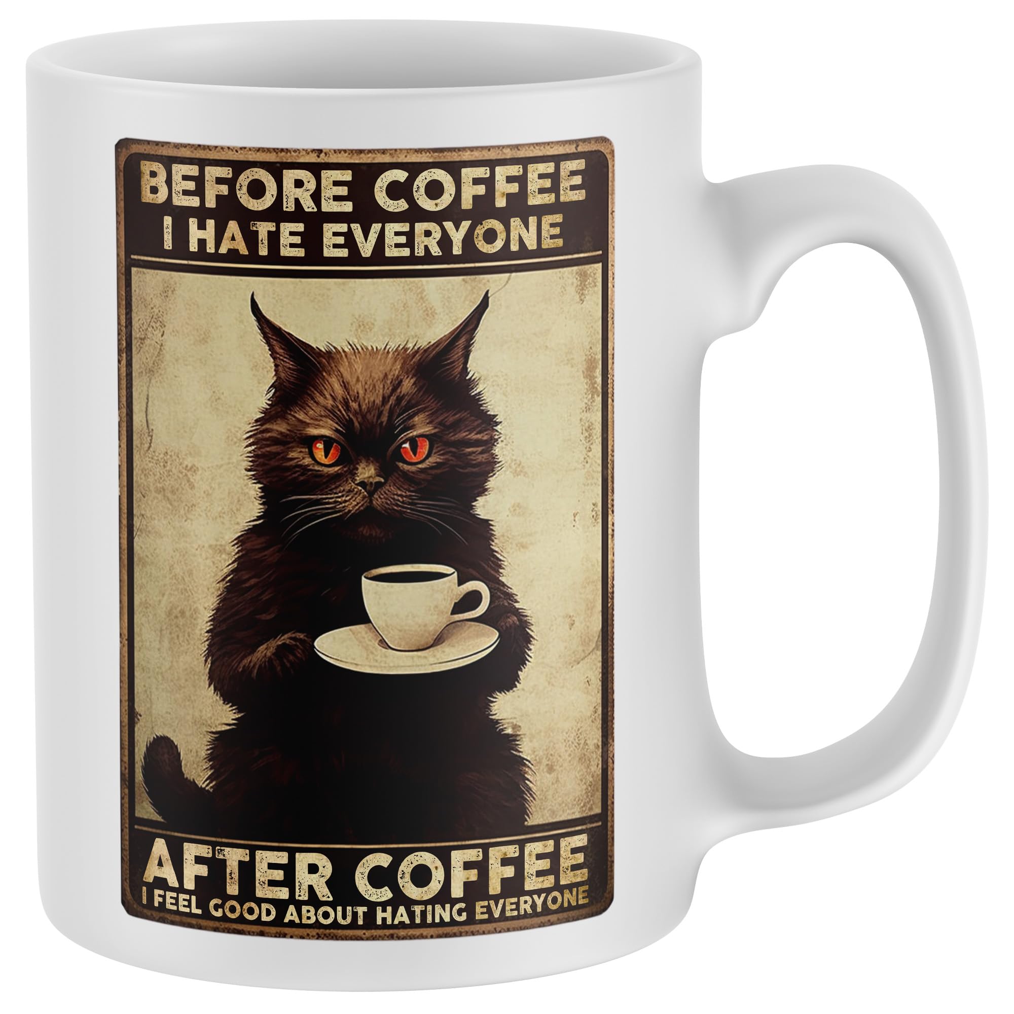 Purple Print House Funny Cat Cup Before Coffee I Hate Everyone Black Cats Kittens Humour Sarcastic Tea Coffee Mug Gifts