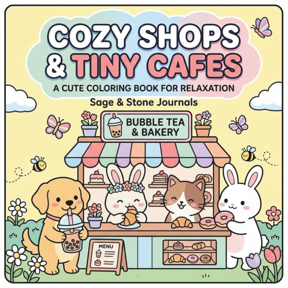 Cozy Shops & Tiny Cafes: A Cute Coloring Book for Relaxation