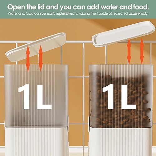 Miniatura 4 de Dispensador automático de agua de comida para gatos, 2 unidades, 35 onzas, juego de soporte de agua para conejillos de indias, comedero por