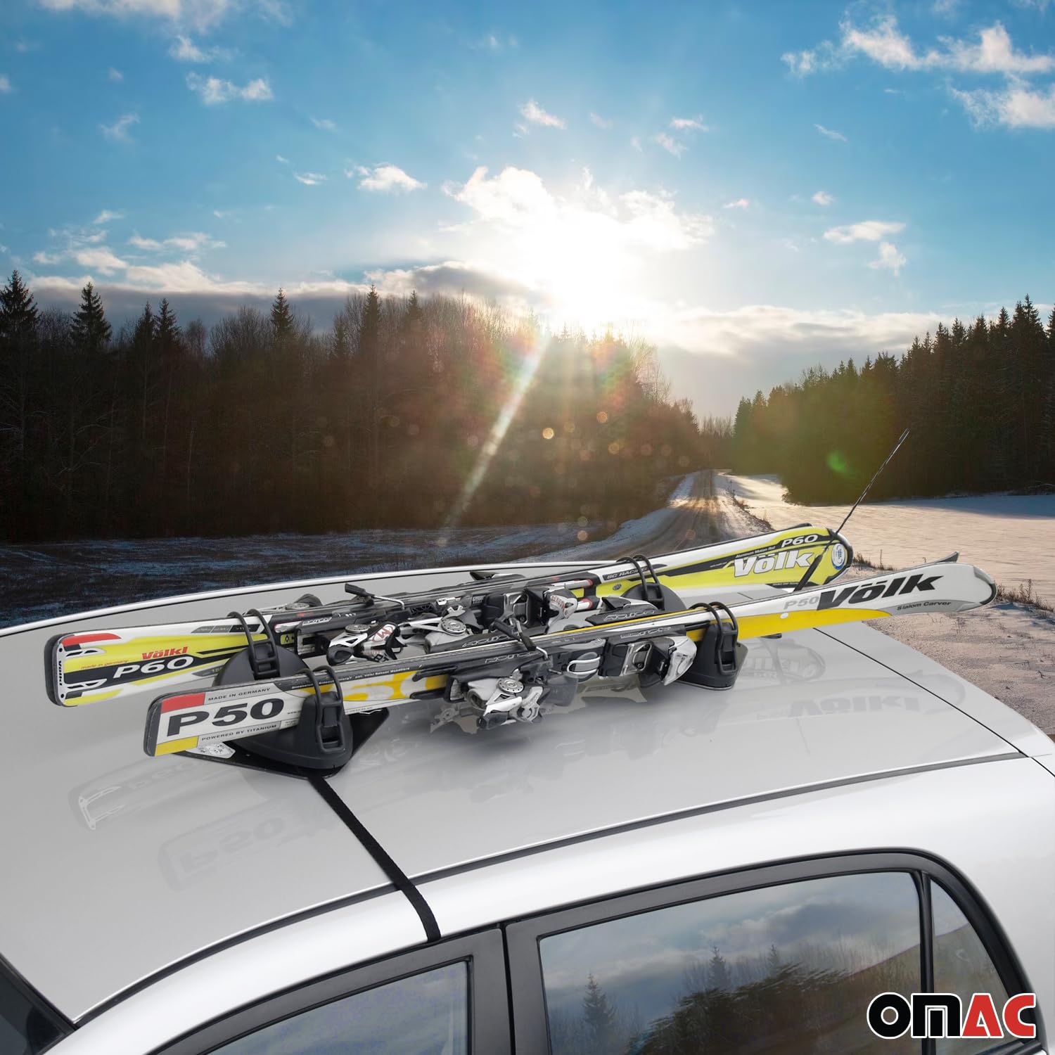 Menabo Skiträger Magnetischer Snowboard Dachträger Universal Abschließbar 2 TLG