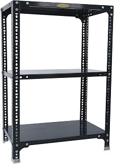 Mil-Nil Prime CRC Sheet 36x30x15 Inch Multipurpose Storage, Adjustable Shelf, Slotted Angle Rack with 3 Shelves 22 Gauge_Grey 16 Gauge Angles