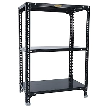 Mil-Nil Prime CRC Sheet 36x30x15 Inch Multipurpose Storage, Adjustable Shelf, Slotted Angle Rack with 3 Shelves 22 Gauge_Grey 16 Gauge Angles