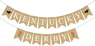 Burlap Kentucky Banner Horse Race Run for the Roses Derby Party Fireplace Mantle Garland Decoration