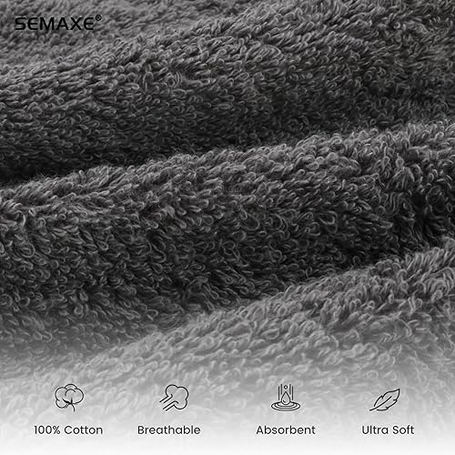 Vista 311 de SEMAXE - Juego de toallas de baño grises, 2 toallas de baño, 2 toallas de mano, 4 toallas faciales, toalla 100% algodón para baño, toalla suave