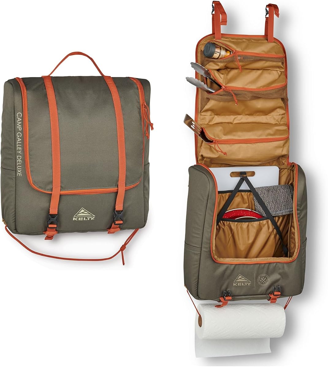 Camp Galley Deluxe – Camp Kitchen Organization Kit, Deep Pockets, Paper Towel Holder, Zippered Compartments for Outdoor Cooking Essentials