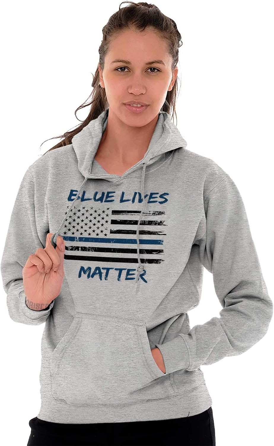 Brisco Brands Support Blue Line American Flag Hoodie Sweatshirt Women Men