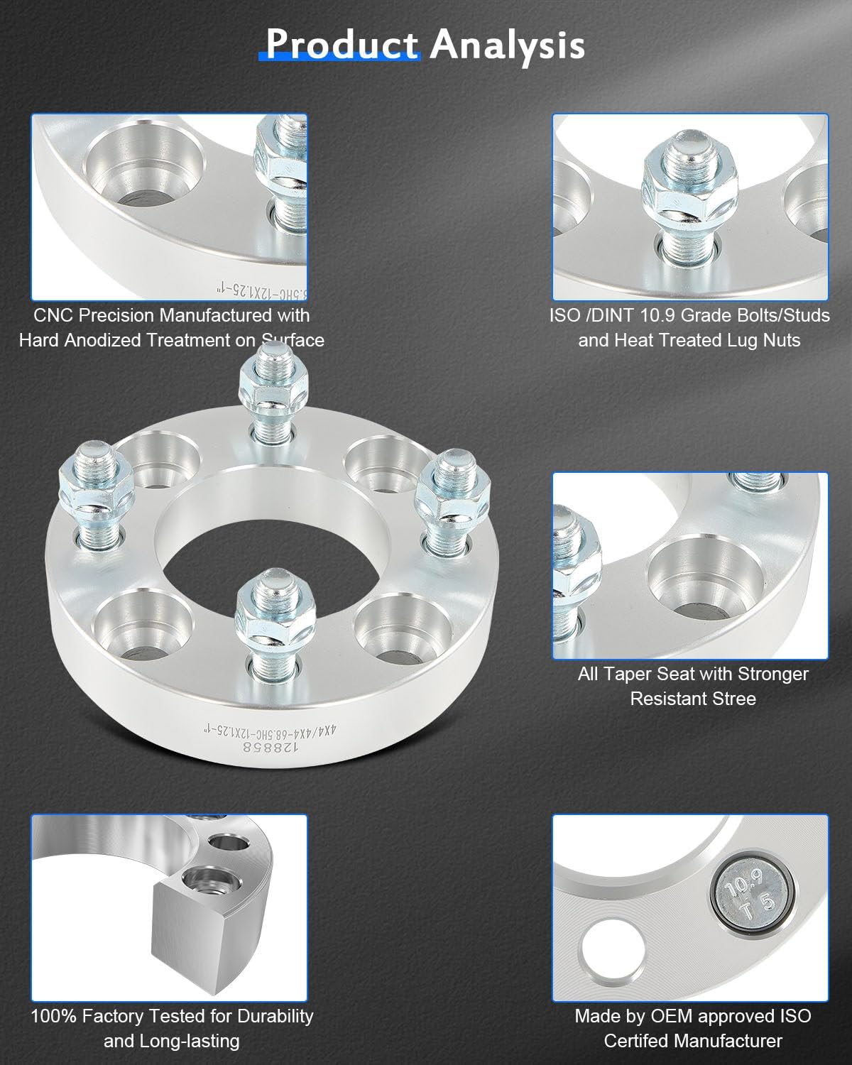 ECCPP 4x4 to 4x4 Wheel Spacers 1 inch 4 lug Golf Cart Wheel Spacers for Yamaha Fit for Yamaha G1 G2 G3 G5 G8 G9 G11 G14 G16 G19 G20 G21 G22 G29 Diver with Studs 12x1.25 Centric Bore 68.5mm-4PCS