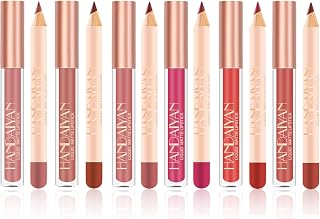 12Pcs Matte Liquid Lipstick & Lip Line Set, Flawless Cream Matte Liquid Lipstick Nudes Lipstick Pencil - Ultra-pigmented, Non-drying, Transfer-proof Lipstick, Smudge-proof wearability