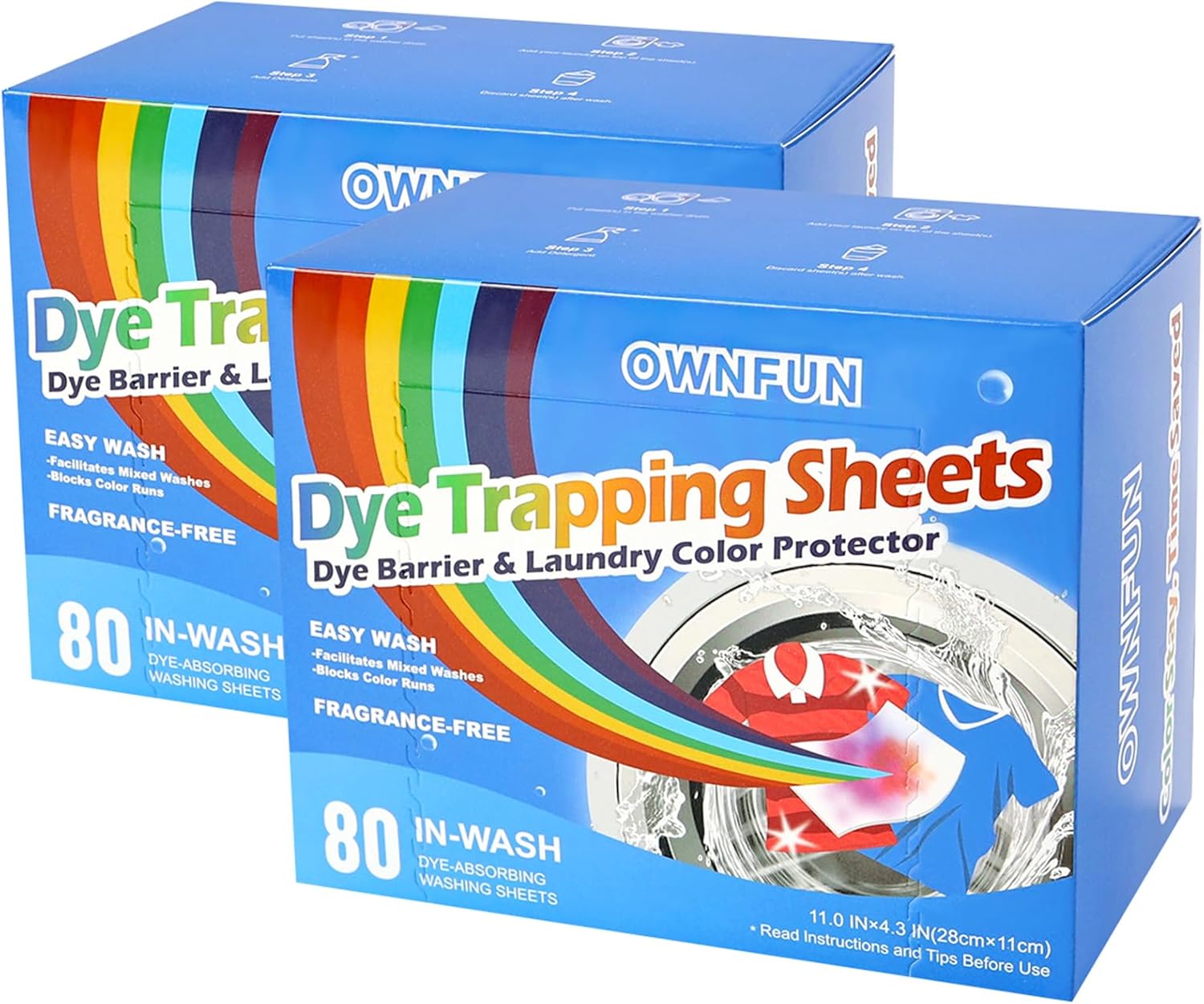 OWNFUN Color Catcher Sheets for Laundry Dye Absorber Sheets Prevent Color Bleeding Fragrance Free Color Grabbers for Mixed Washes Clothes Quilts