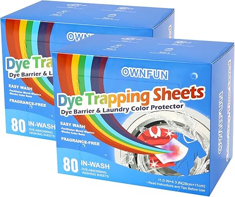 OWNFUN Color Catcher Sheets for Laundry Dye Absorber Sheets Prevent Color Bleeding Fragrance Free Color Grabbers for Mixed Washes Clothes Quilts