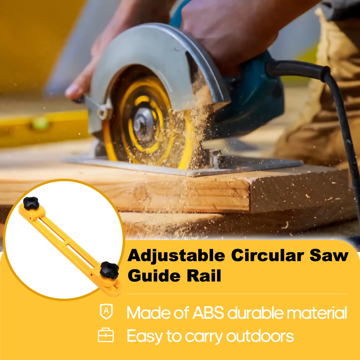 Adjustable Guide Rail for Circular Saw Track Saw Guide Rail for 4-6 in Cutting Machine Wood Precision Cutting Guide Suitable for Circular Saw Base Up to 9 Inches Wide - Image 4