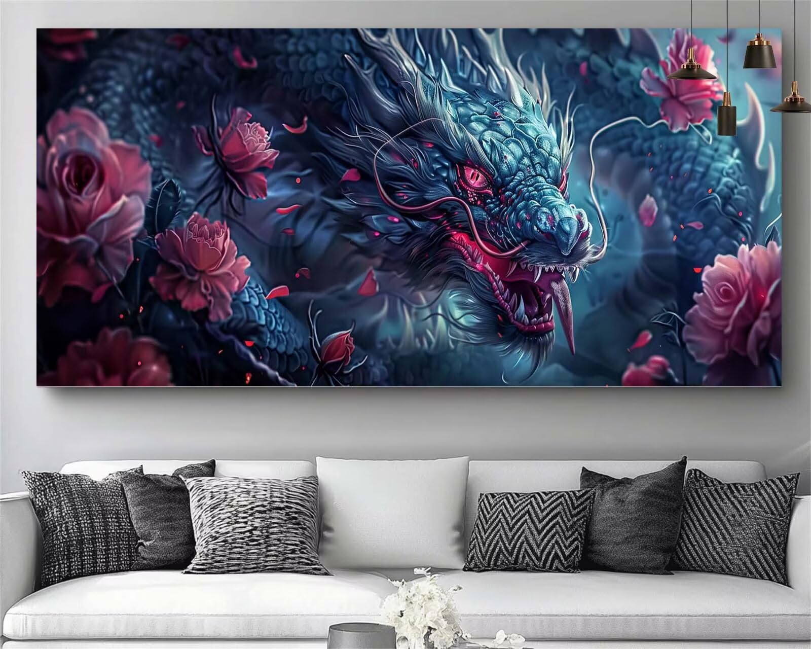 Japon Diamond Painting Dragon Diamond Painting Enfant Broderie Kit Complet, 5D Peinture Diamant Point de Croix Cristal Artisanat,DIY Tableau Strass Diamant Canevas Débutant Kit, Gifts 60x120cm M693