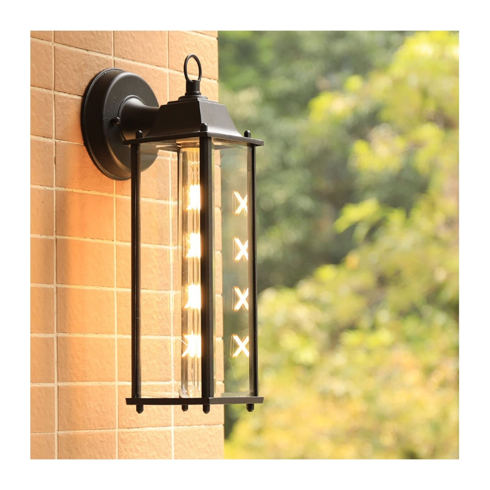 HUAYUSEDF Black Seeded Glass Outdoor Wall Sconce Waterproof Patio Porch Light Fixture with E26 Base Socket Exterior Lighting for Mount(D)