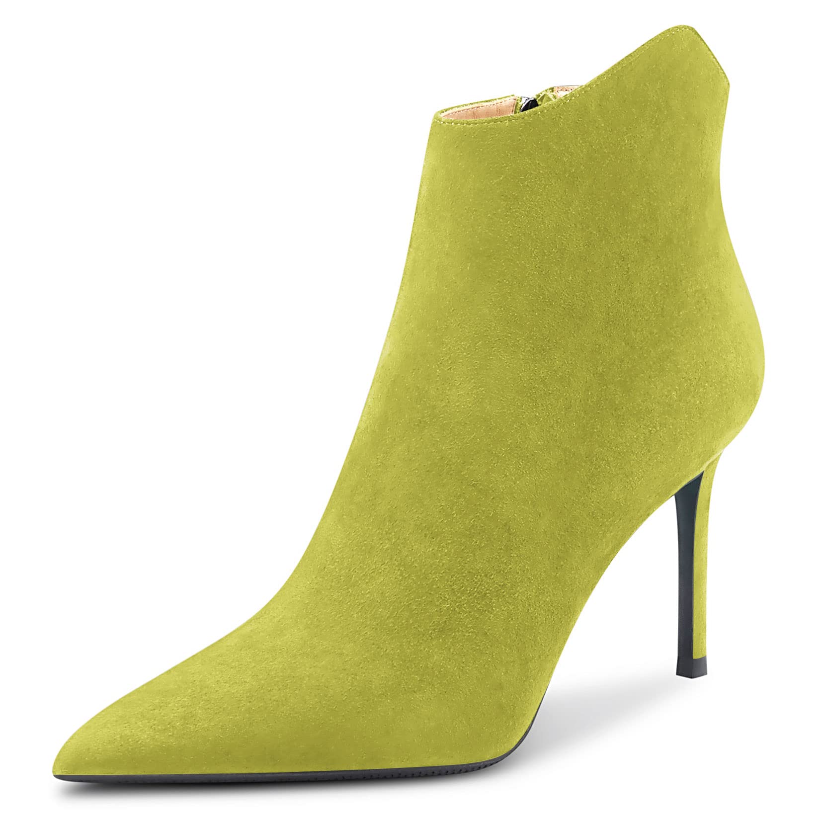 Saekcted Women Stiletto High Heel Pointed Toe Ankle Boots Short Bootie Classic Slip-on Office Party Boots 3 9