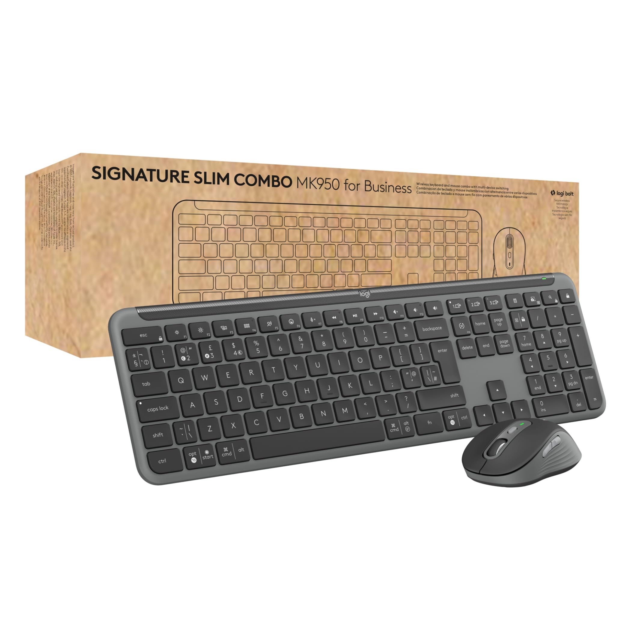 Logitech Signature Slim Combo Mk950 For Business - TastatuR-UnD-MauS-Set - Kabellos - Bluetooth 5.1 Le - Qwerty - Us International - Graphite (920-01