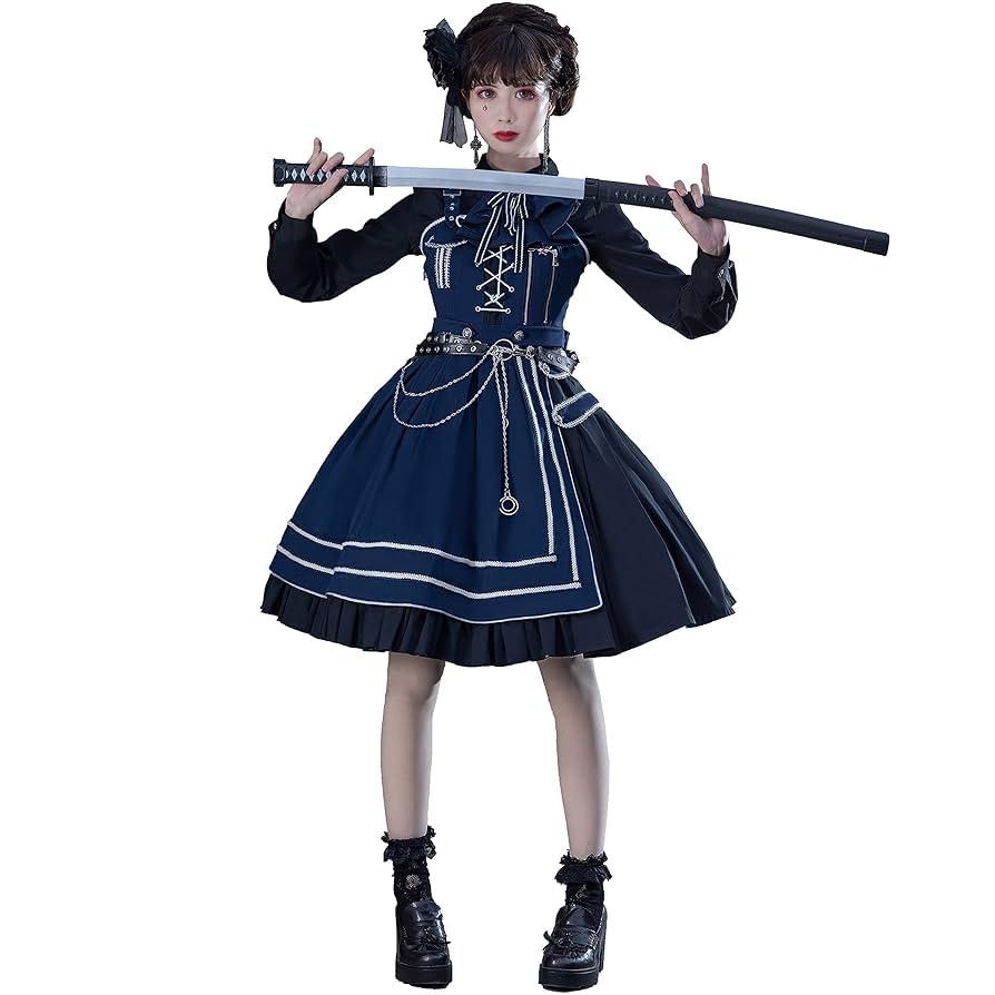 Amazon.co.jp: ミリタリーロリータドレスブループラスサイズ日本