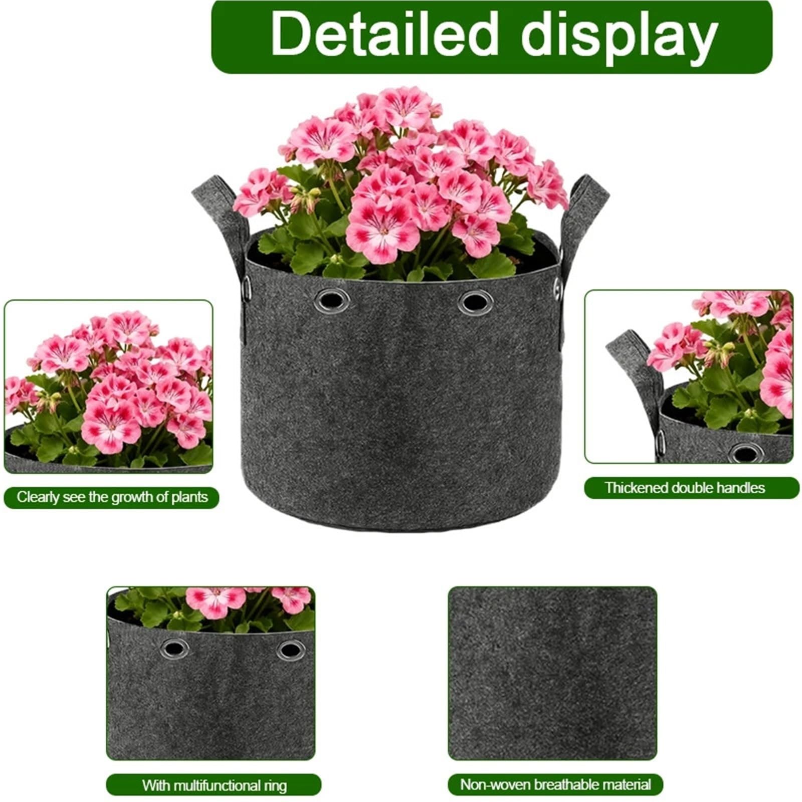 Stofftopf 3/10 Gallonen Vlies-Wachstumsbeutel | Mit Griffen und Positionierungslöchern(3Gallon 10PCS)