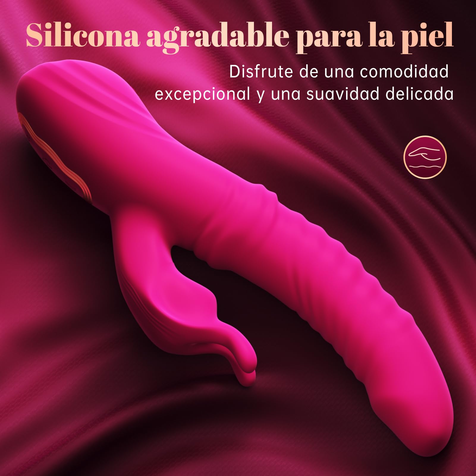 Cacuola Vibrador Conejo 3 en 1 para Mujer con Empuje Telescópico, Balanceo de 30° y Vibración Profunda, Estimulación Triple del Punto G, Clítoris y Zona A, Control por App, Silicona Suave, Impermeable