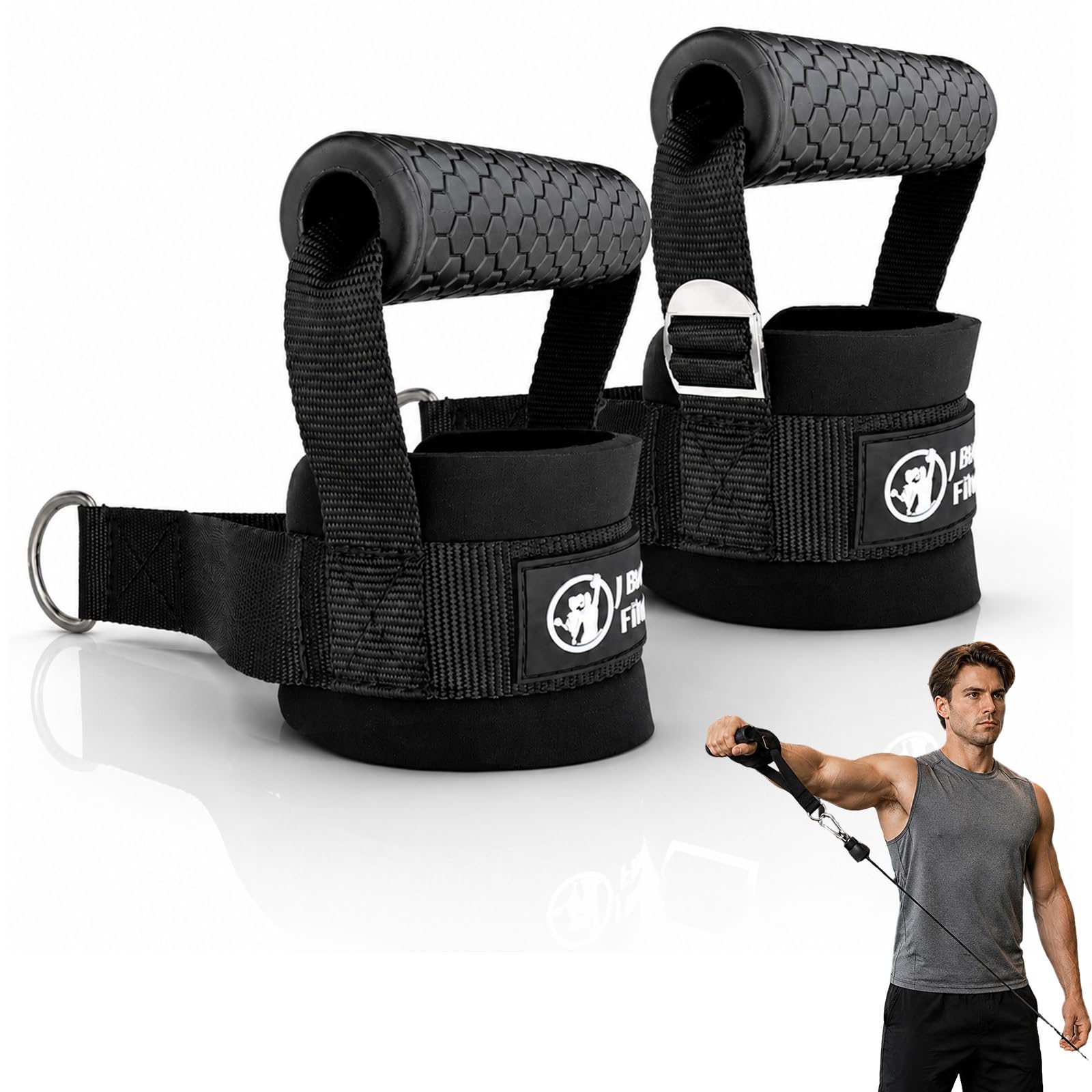 Cable Cuff Attachment - Slide-in Handle for Arm Raises & Curls