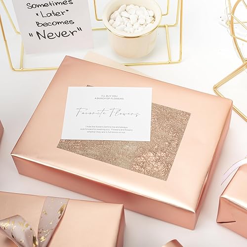 Miniatura 3 de Homeral Rollo de papel de regalo jumbo de 81.8 pies cuadrados (30 pulgadas x 32.8 pies), color sólido dorado rosa mate para Navidad, cumpleaños,