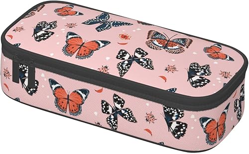 Miniatura 2 de FyLybois Estuche de mariposa para lápices de gran capacidad, bolsa de papelería con cremallera para organizador de oficina universitaria