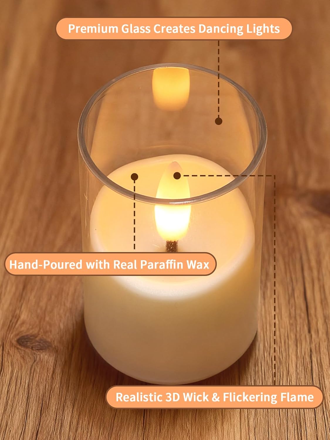 Rechargeable Flameless Tea Light Candles with Timer Remote, 1.7"x2.5" Acrylic Small Votive Electric LED Candles Battery Operated for Home Aniversary Wedding Holiday Decor (Pack of 6, White) - Image 7