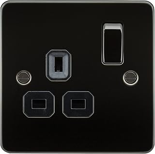 Knightsbridge FPAV7000GM Flat Plate 13A 1G Dp Switched Socket-Gunmetal with Black Insert, Gun Metal