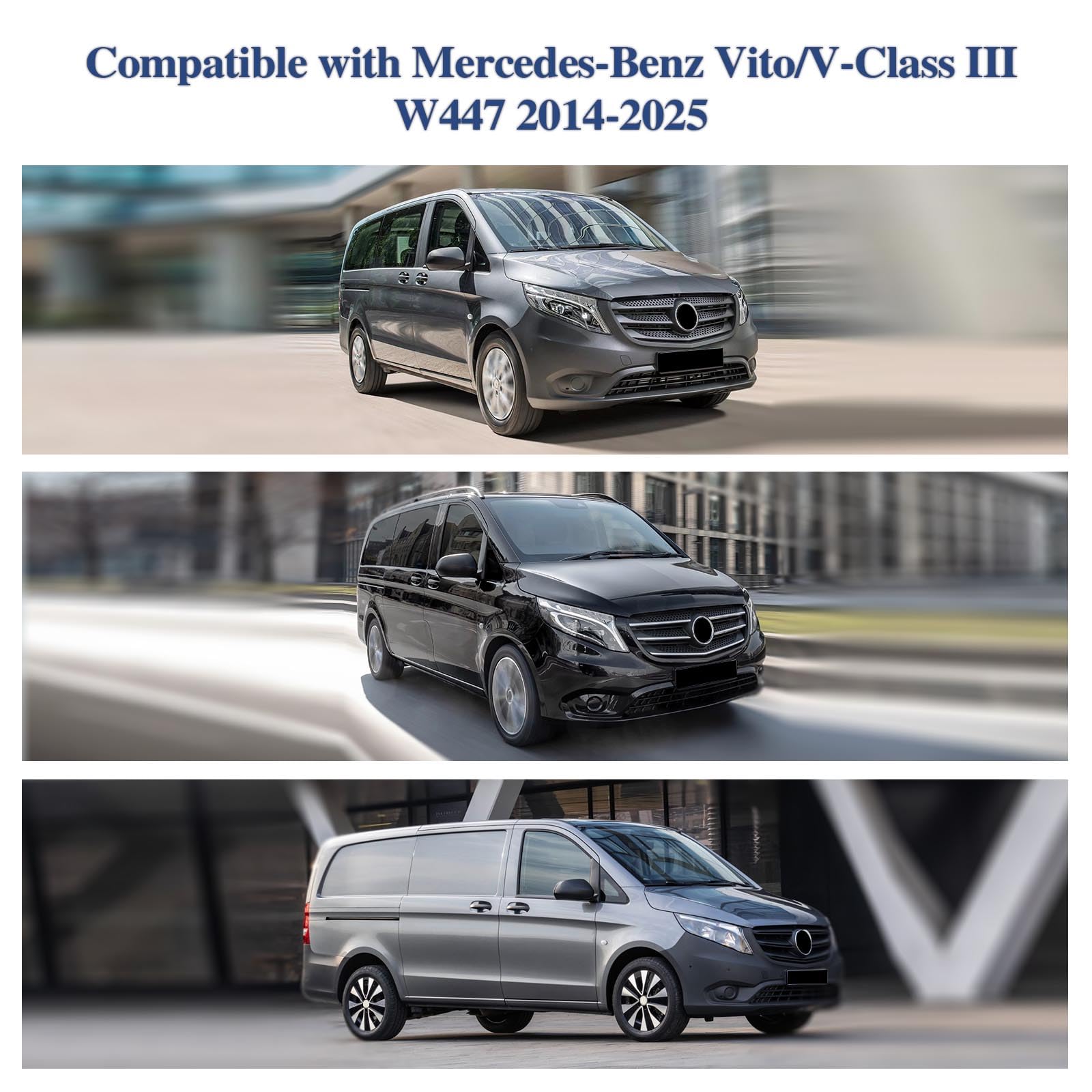 Frontscheibenabdeckung kompatibel mit Mercedes-Benz Vito/V-Klasse/Marco Polo W447 (ab 2014) | 4-Jahreszeiten Sonnenschutz & Frostschutz | Hitzeschutz, EIS & UV | Inkl. Tasche