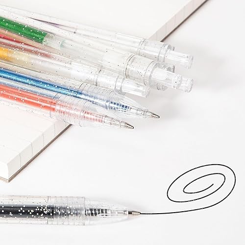 Miniatura 2 de SMOOTHERPRO GRP018N - Bolígrafos de gel retráctiles con purpurina, 18 colores metálicos, tinta de gel con purpurina plateada intensa de 0.039 in