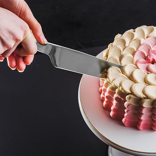 Miniatura 4 de Juego de 2 cuchillos y servidores de acero inoxidable dorado para cortar tartas de boda, elegante cuchillo para tartas, decoración de boda, soporte