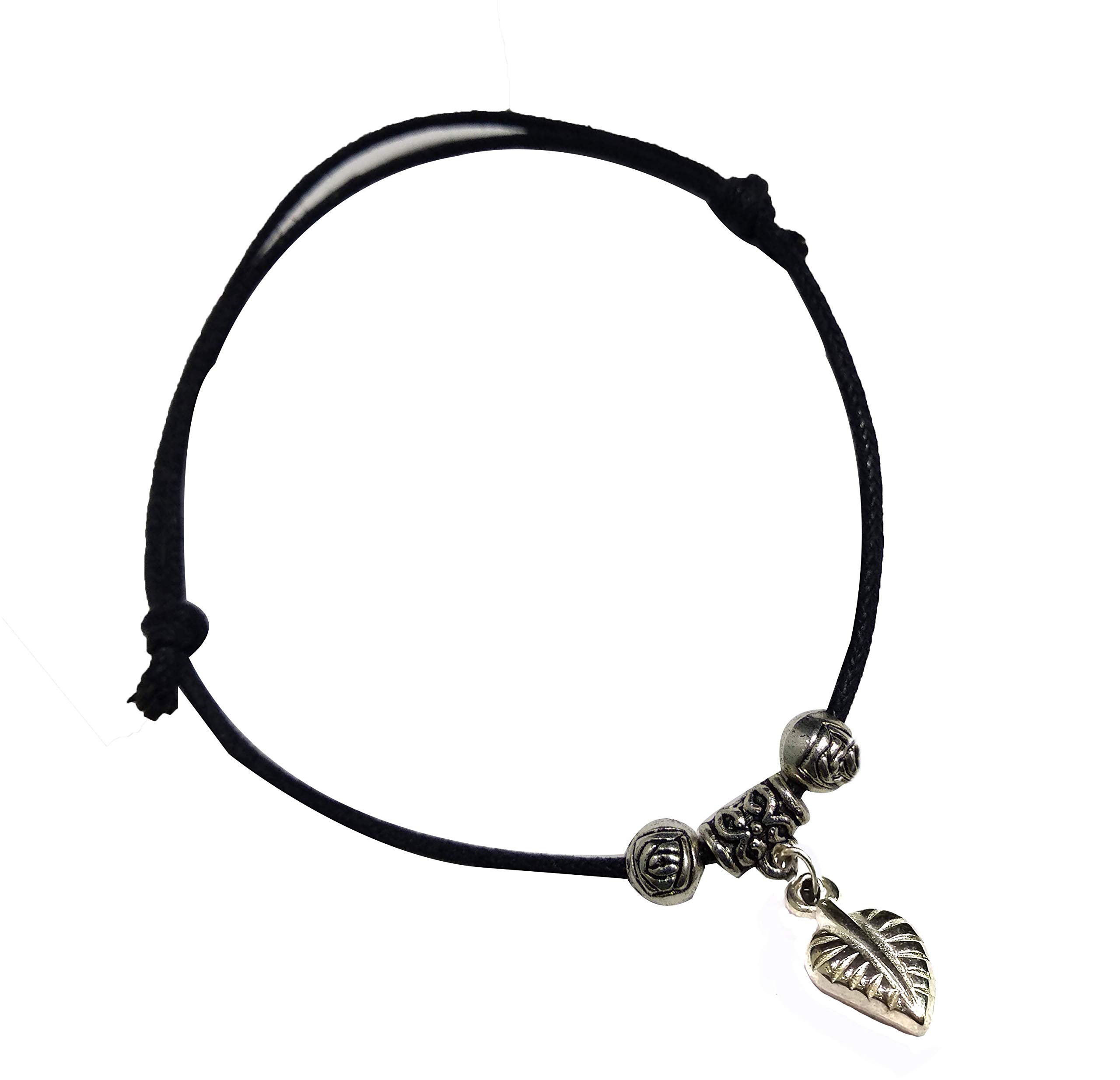 GURJARI JEWELLERS Adjustable Black Thread Anklet with Oxidised Hanging for Girls (Leaf) (B08CG4MYDY) Amazon Price History, Amazon Price Tracker