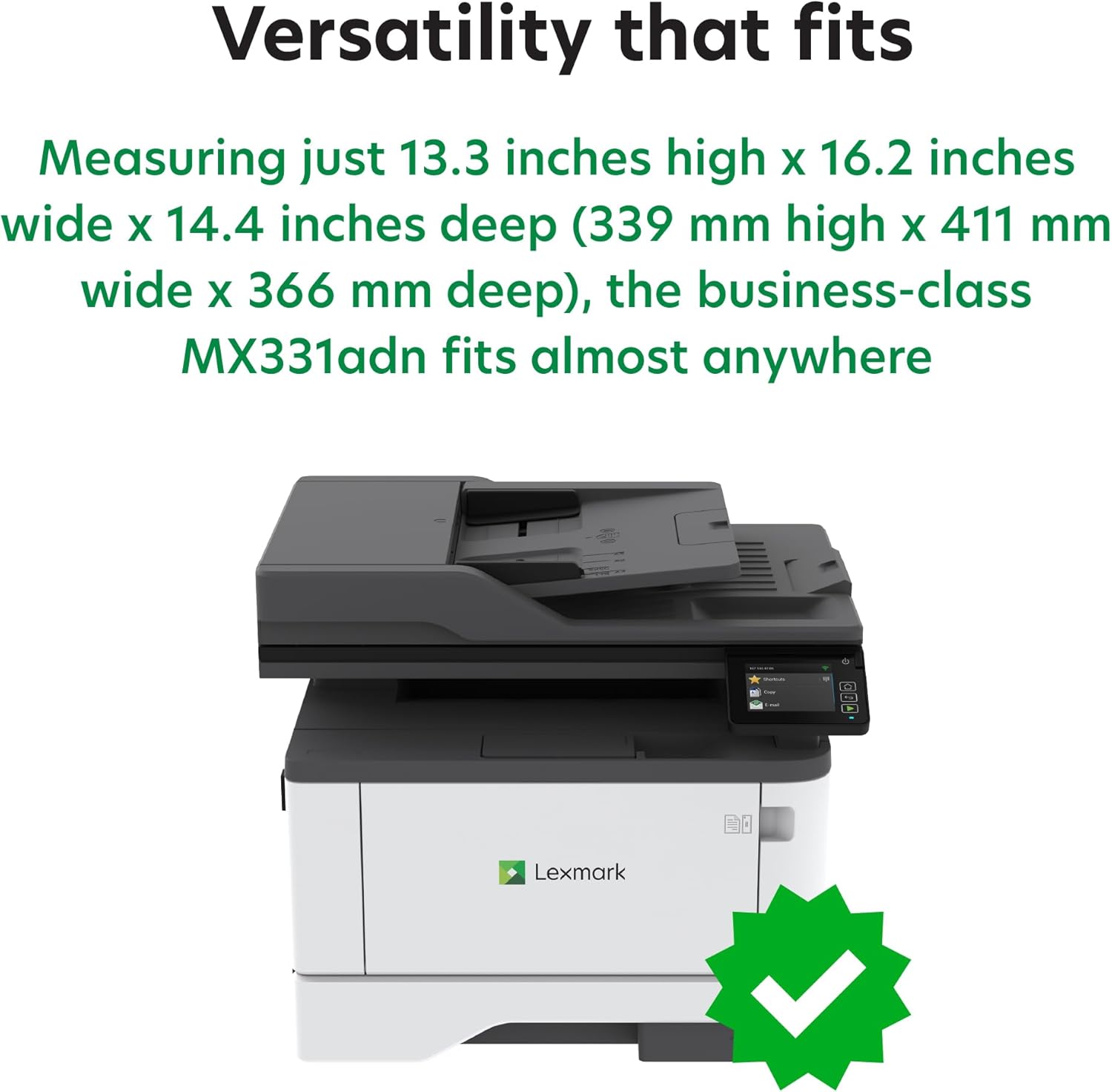 Lexmark MX331adn Black and White All-in-One Printer with Touchscreen, Laser Device with Optional Wireless Connection, Duplex Printing and Analogue Fax (3-Series) (29S0150) (1) (1)