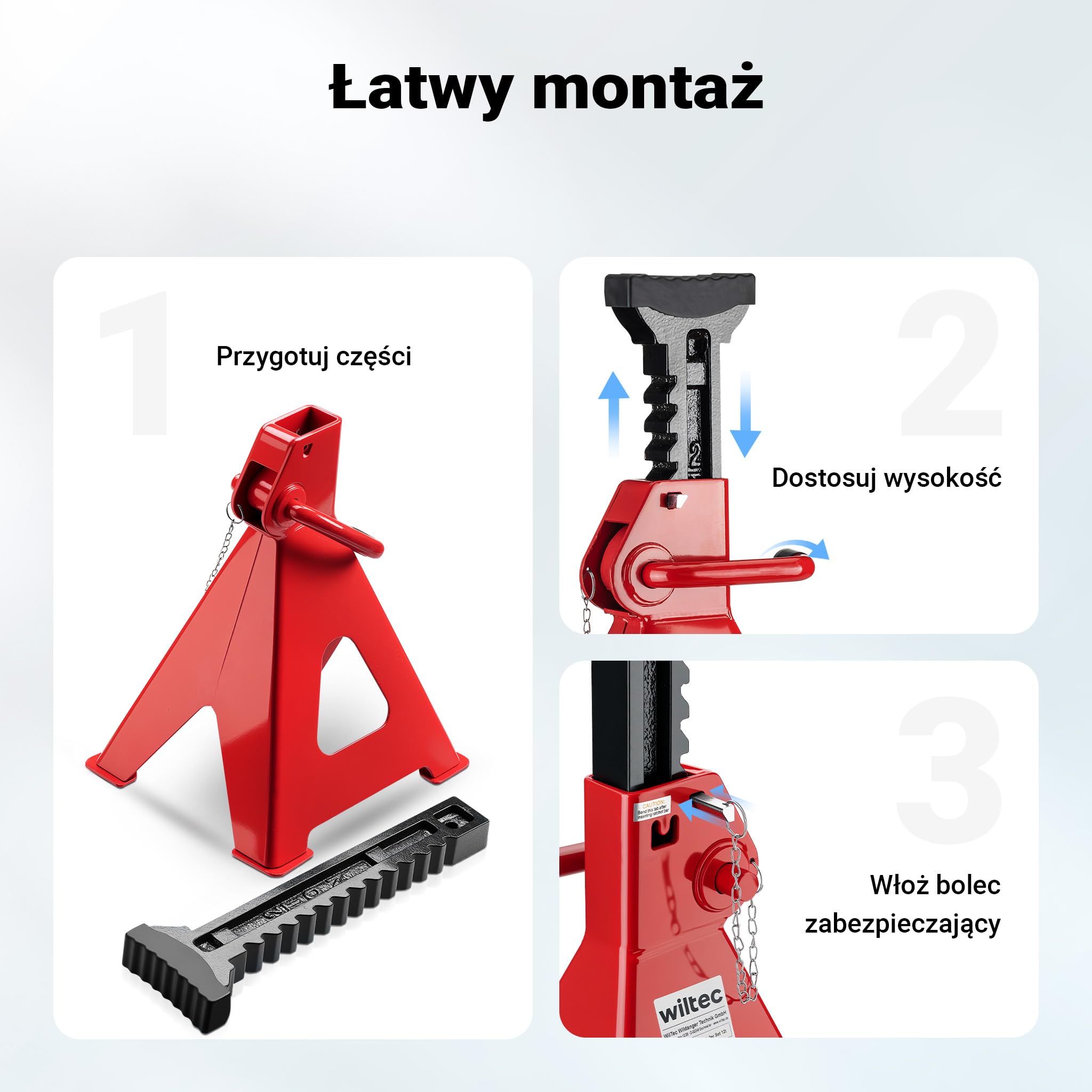 Wiltec Kobyłki samochodowe 2 szt. o nośności 12 t, maks. wysokość 75 cm, zestaw podstawek warsztatowych, podpory samochodowe