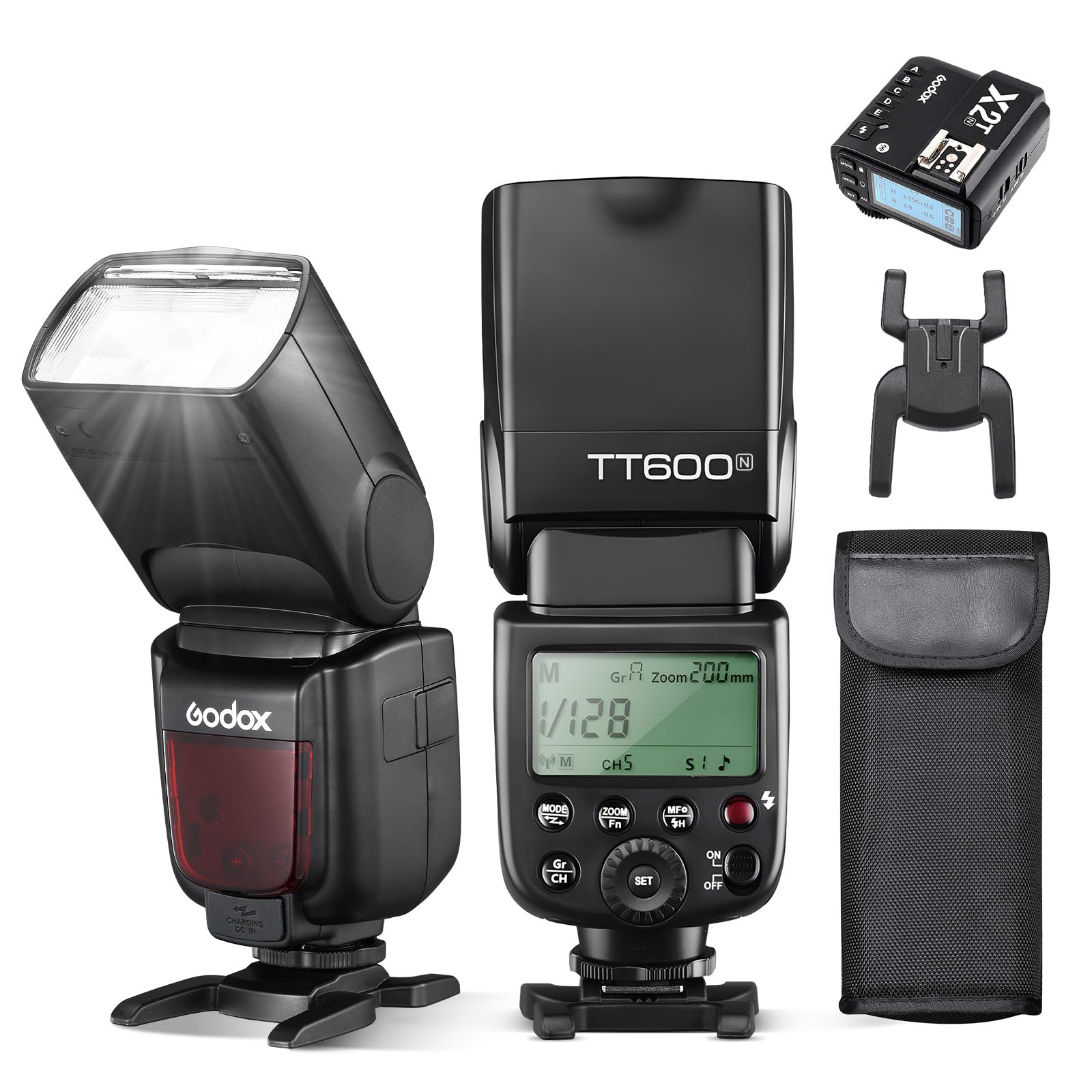 Godox TT600 HSS 1/8000s GN60 Flash Speedlite with Godox X2T-N Remote Trigger Transmitter,Built-in 2.4G Wireless X System Compatible for Nikon Cameras