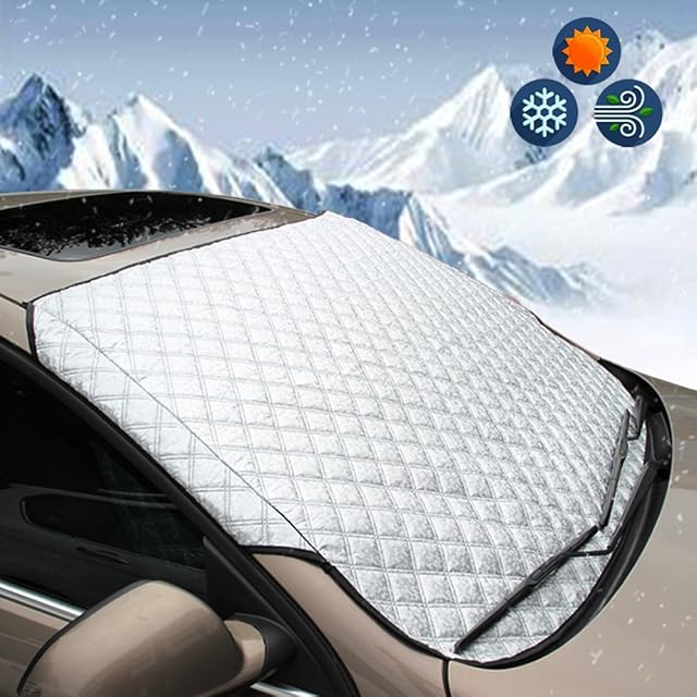 Windscreen Cover Frost Ice Snow Protector for Winter | Windscreen Sun Shade UV Reflective for Summer | SNMIX Windshield Front Window Cover for Car SUV Van - Ultra Thick